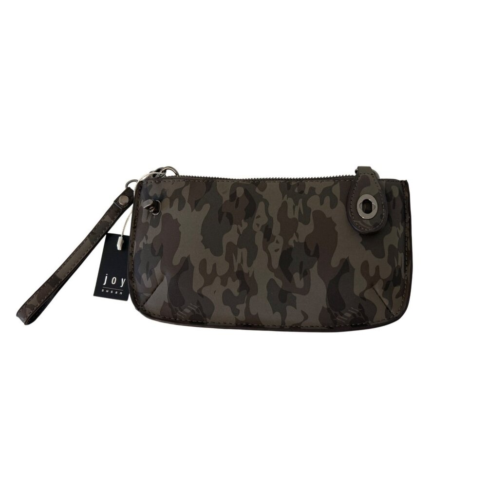NWT Joy Susan Dark Camo Print Crossbody Wristlet Clutch Crossbody Bag